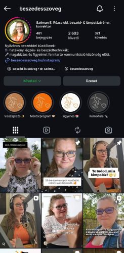 Képernyőfotó a Beszéd és szöveg Instagram-oldaláról